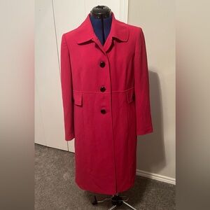 Le Suit Women's Vibrant Pink Trench Coat With Shoulder Pads Y2K Size 12